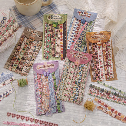 [2602-009] Vintage Fabric Strip Stickers 6 Styles