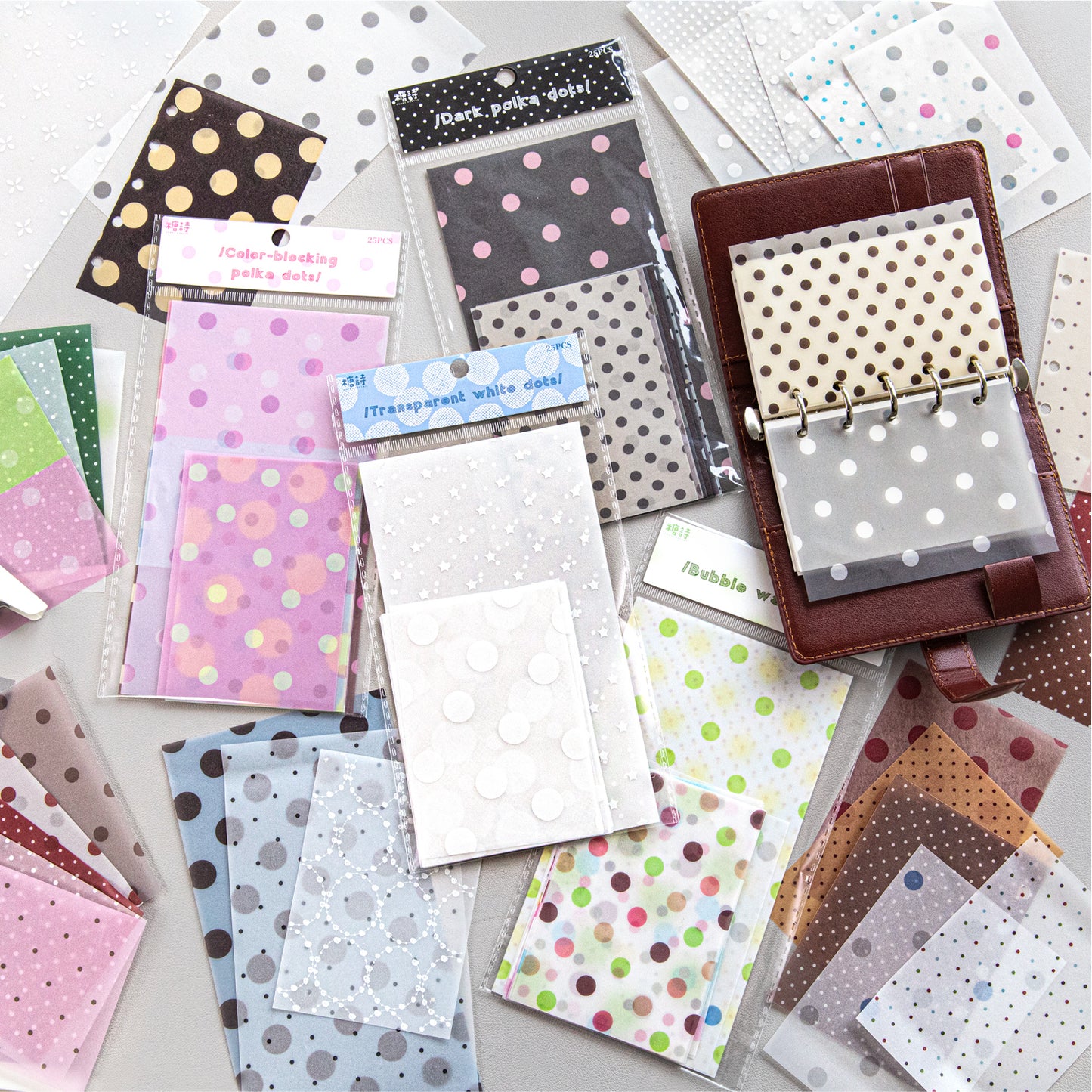 [2603-091] Dot Pattern Vellum Background Paper 4 Styles