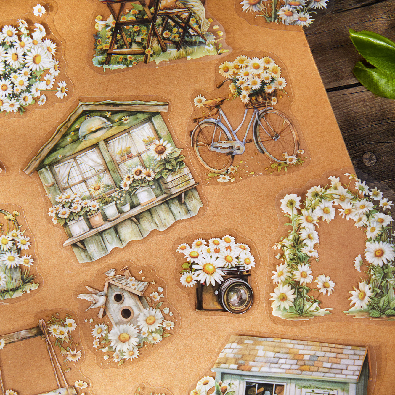 [2602-028] Floral Scene PET Collage Stickers