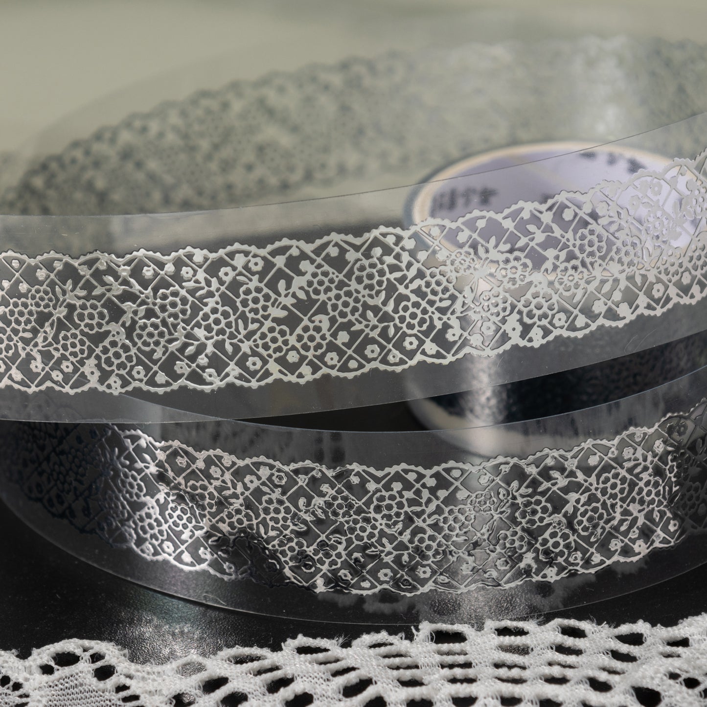 [2601-175] Silver Lace Isle – Foil-Embossed PET Border Tape Set (6 Designs)