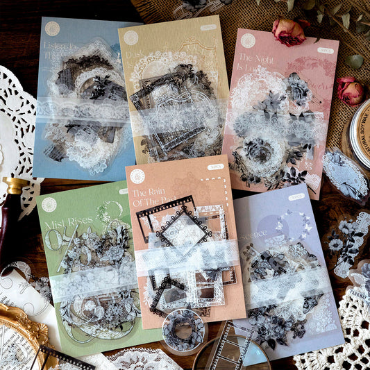[2601-153] Vintage Butterfly PET Stickers – “Drunken Ink & Mist” Collage Series