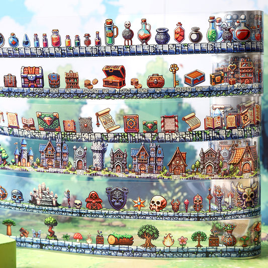 [2603-132] Adventure Game Pixel PET Tape 6 Styles