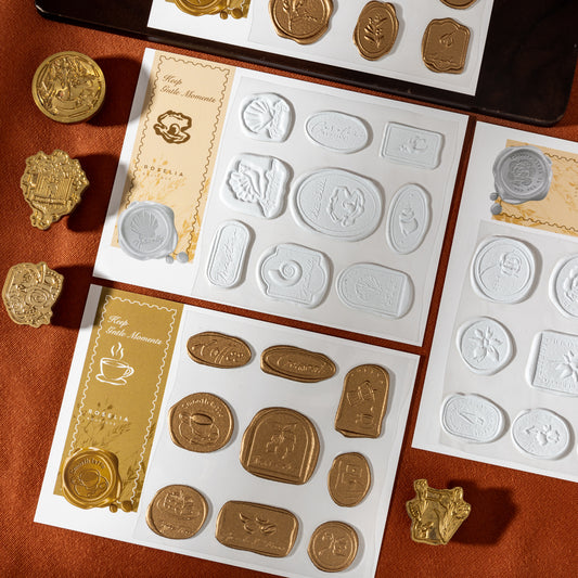 [2601-134] 3D Wax Seal Stickers – Soft Moments Vintage Journaling Set (4 Designs)