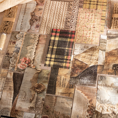 [2603-098] Fabric Texture Journal Collage Paper 6 Styles