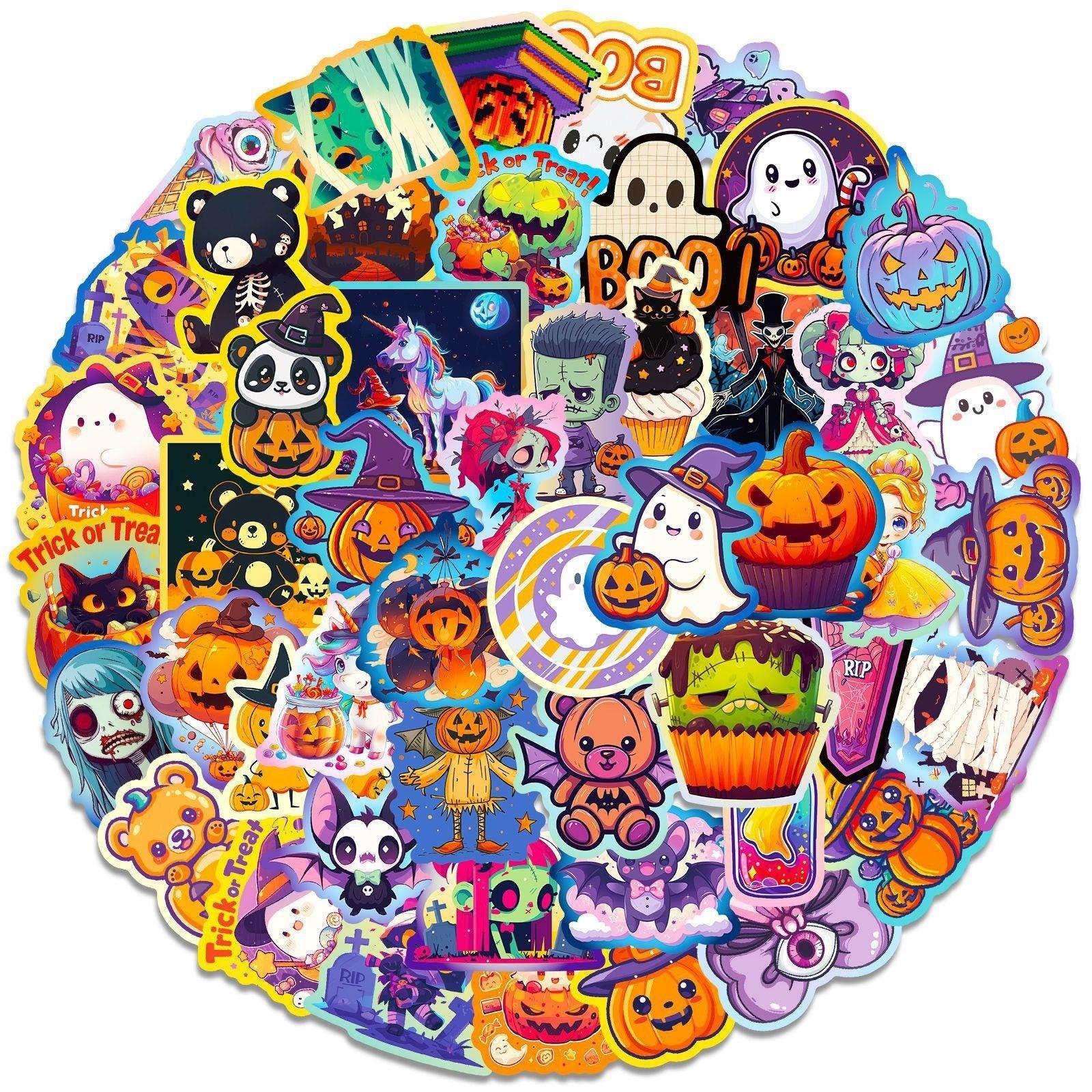 1209 50 Halloween Day Doodle Stickers - Memo Journals