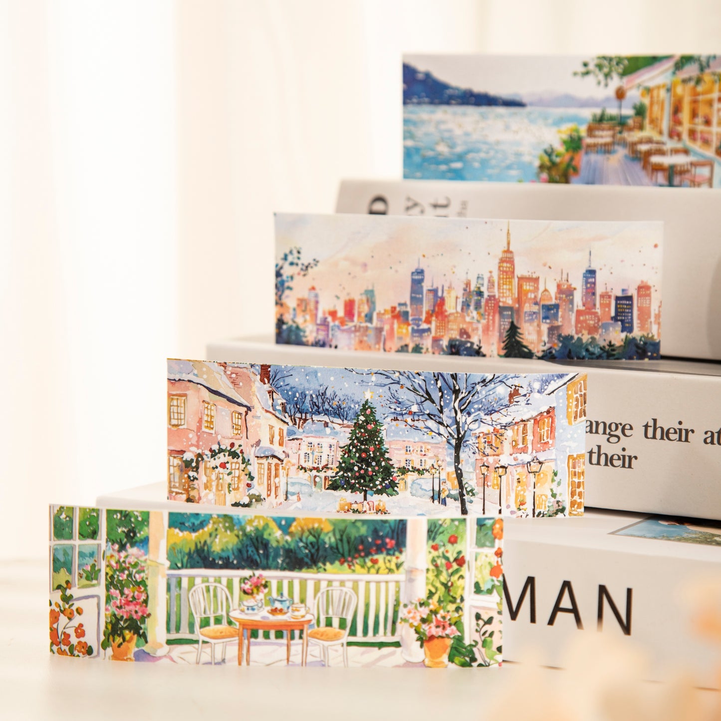 [2603-082] Seasonal Travel Landscape Journal Collage Sticker Book 4 Styles