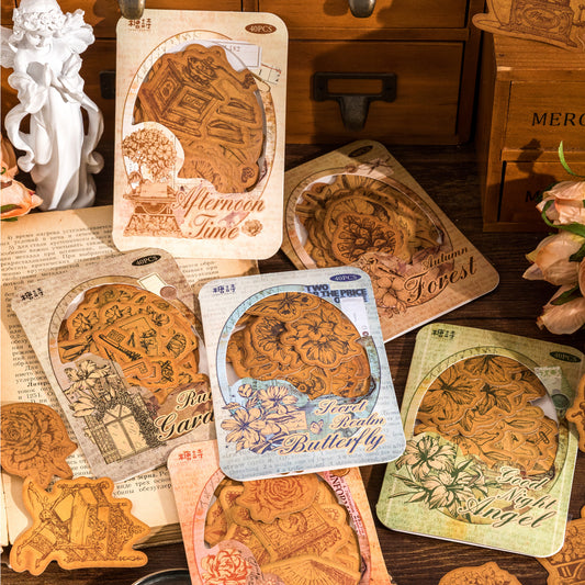 [2602-032] Vintage Kraft Paper Collage Stickers