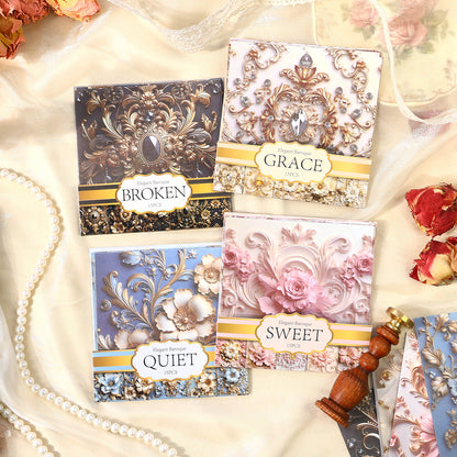 [2601-231] Elegant Baroque Series PET Journal Background Stickers Vintage Decoration 4 Styles