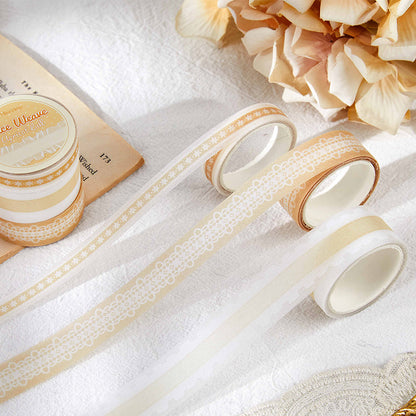 [2601-219] Soft Woven Lace Series PET Tape Journal Decoration Set 6 Styles