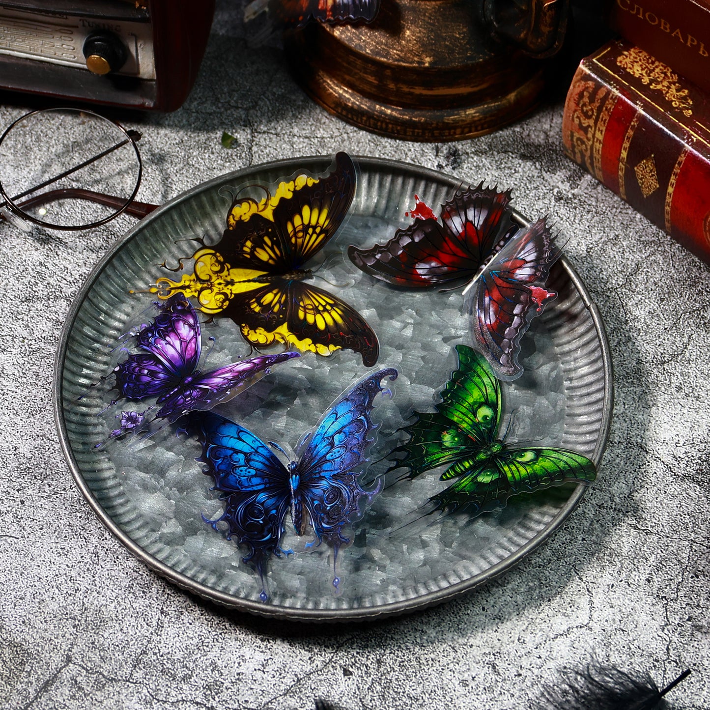[2601-138] Lost Wonderland Gothic Butterfly Stickers – Dark Fantasy Foil Series (4 Designs)