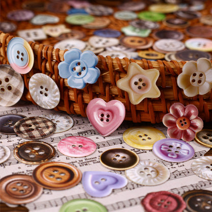 [2602-015] Vintage Button Card Stickers Pack 6 Styles