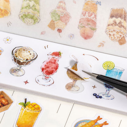 [2603-075] Food Die Cut Sticker Book 20 Sheets 4 Styles
