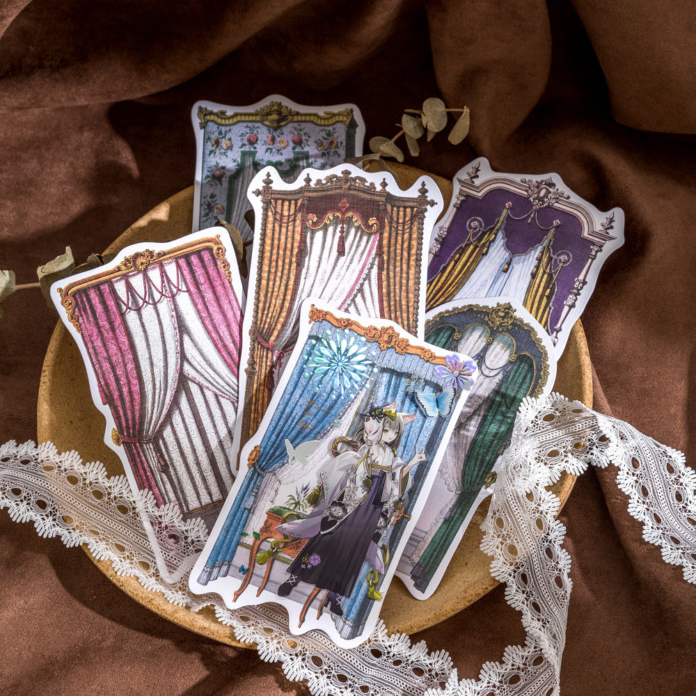 [2603-064] Vintage Window PET Collage Card Stickers 6 Styles