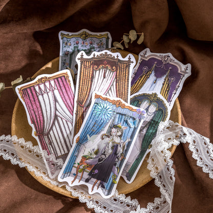 [2603-064] Vintage Window PET Collage Card Stickers 6 Styles