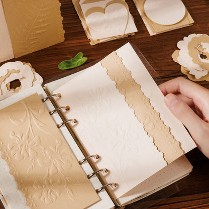 [2601-228] Floating Flower Sea Series Embossed Mixed Media Journal Collage Material Box 4 Styles