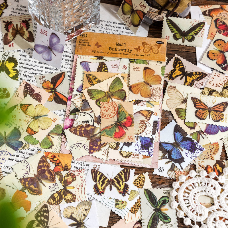 [2602-007] Butterfly Collage Journal Stickers 6 Styles