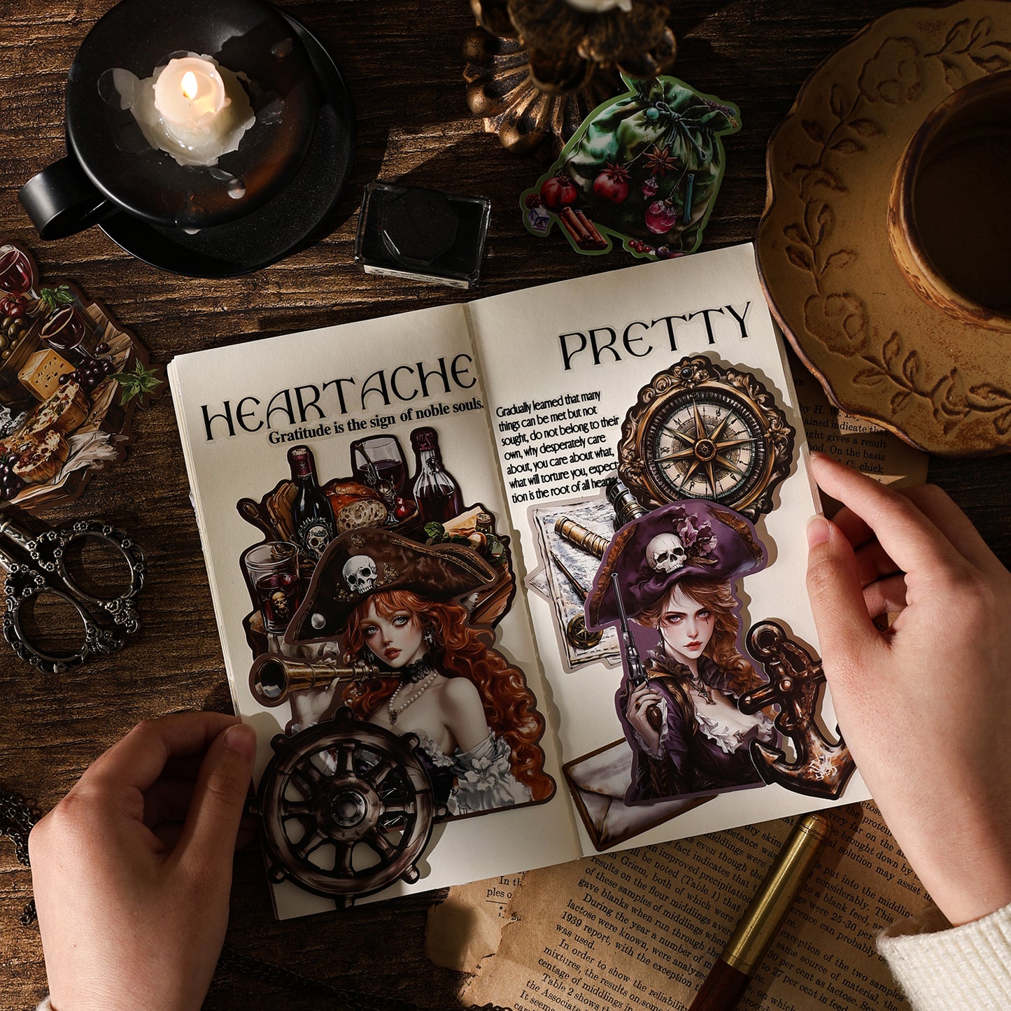 [2601-176] Twilight Letter – Gothic Vintage Character Sticker Set (6 Designs)