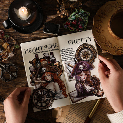 [2601-176] Twilight Letter – Gothic Vintage Character Sticker Set (6 Designs)