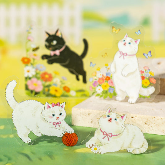 [2601-230] Cute Cat Adventure Series PET Sticker Pack Journal Decoration Materials 4 Styles
