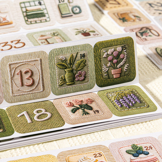 [2603-033] Embroidered Pattern Die Cut Sticker Book 4 Styles
