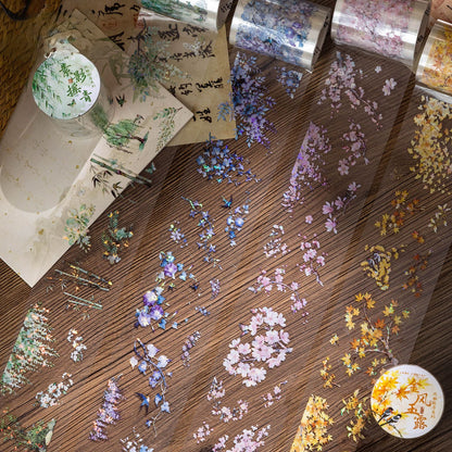 [2601-151] Crystal PET Washi Tape – Elegant Botanical Branches (4 Designs)
