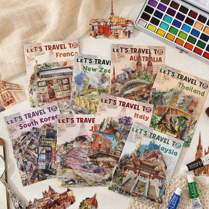 [2603-049] World Travel PET Stickers 20 Pieces 8 Styles