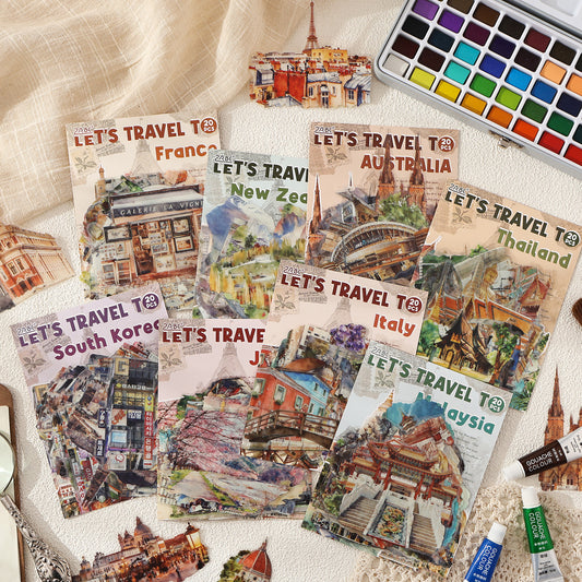 [2603-049] World Travel PET Stickers 20 Pieces 8 Styles