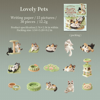 [2603-030] Plush Theme Card Stickers 30 Pieces 6 Styles