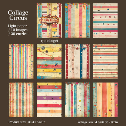 [2603-095] Vintage Circus Party Journal Background Paper 6 Styles