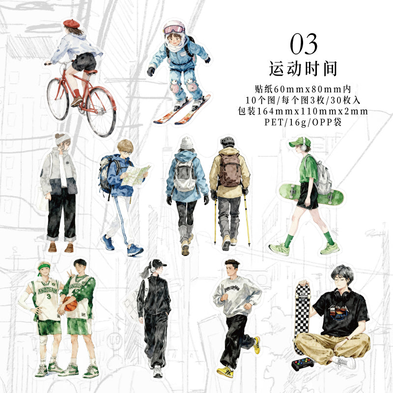[2601-183] Street Corner Walkers Character Life Stickers Pack