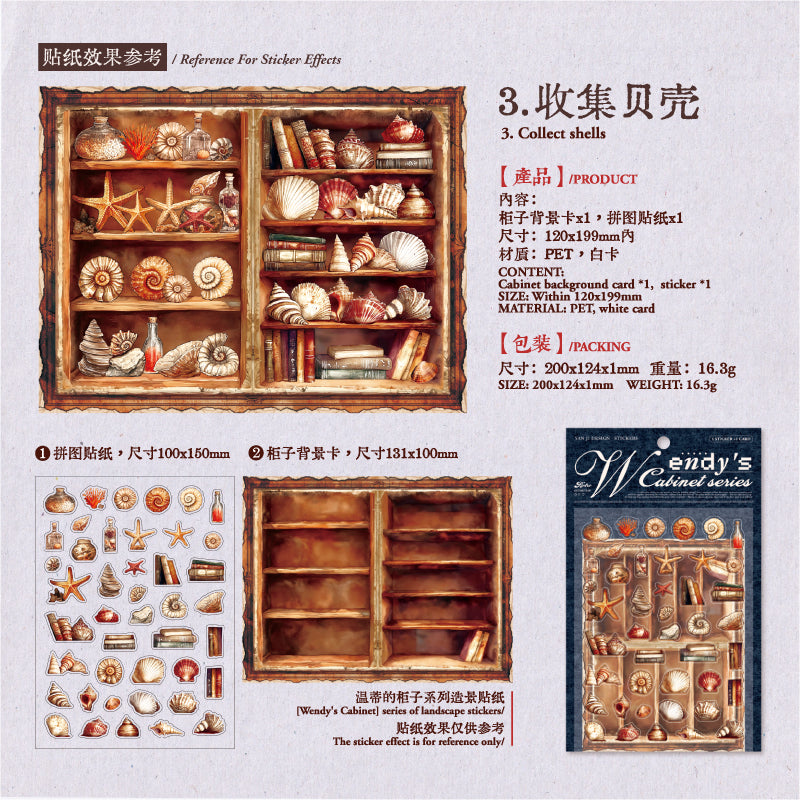[2603-008] Vintage Background Scene Die Cut Stickers 2 Sheets 4 Styles