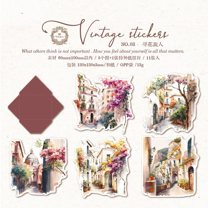 [2603-077] Vintage Travel Collage Stickers 6 Styles