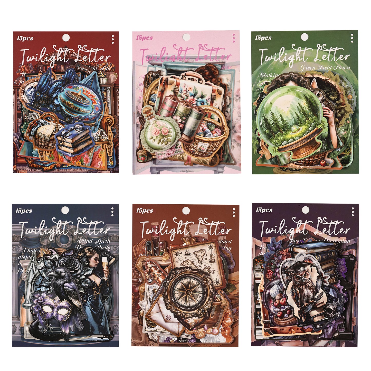 [2601-176] Twilight Letter – Gothic Vintage Character Sticker Set (6 Designs)