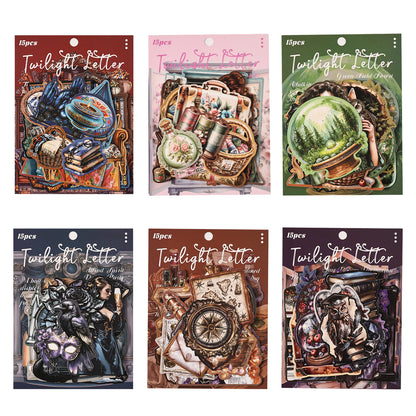 [2601-176] Twilight Letter – Gothic Vintage Character Sticker Set (6 Designs)