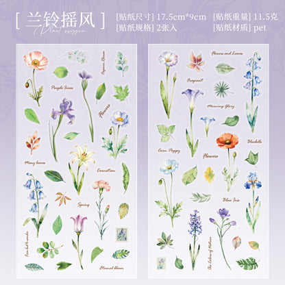 [2601-124] Plant Oxygen PET Botanical Stickers – “Plants & Oxygen” Collage Set (4 Styles 2 Sheets)
