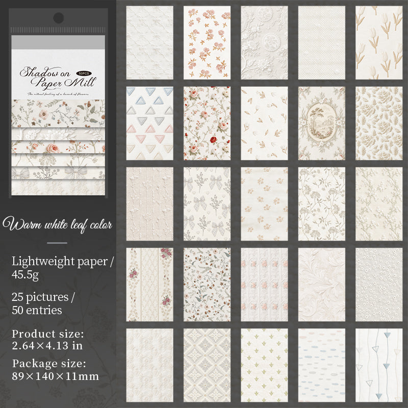 [2601-142] Vintage Fabric Texture Paper Pad – “Paper & Cloth” Embroidery Style (6 Designs 50 Sheets)