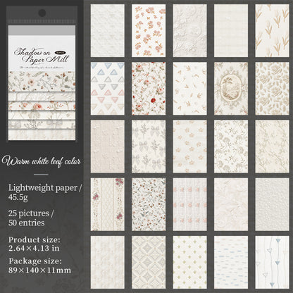 [2601-142] Vintage Fabric Texture Paper Pad – “Paper & Cloth” Embroidery Style (6 Designs 50 Sheets)