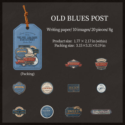 [2601-137] Velvet Leather Label Stickers – Vintage Faux Leather Journal Tags (6 Designs)