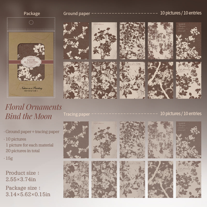 [2601-136] Botanical Texture Paper – Nature Collage Journaling Backgrounds (6 Designs)