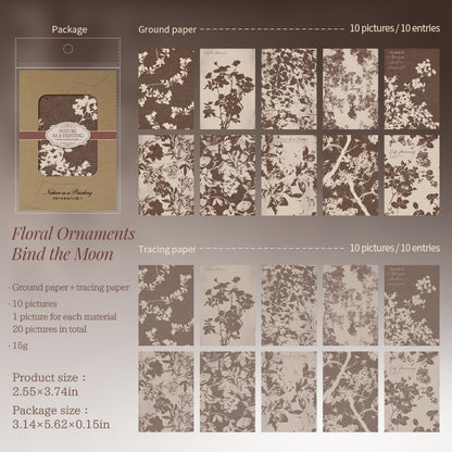[2601-136] Botanical Texture Paper – Nature Collage Journaling Backgrounds (6 Designs)