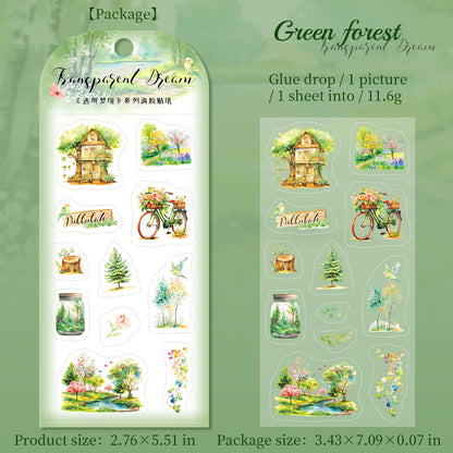 [2601-178] Transparent Dream – Epoxy-Style Landscape Sticker Set (6 Designs)