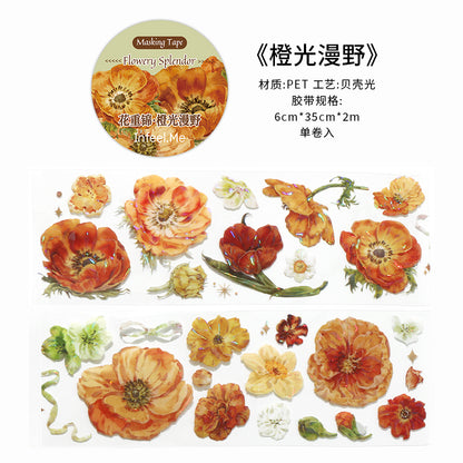 [2603-117] Iridescent Floral PET Stickers 4 Styles