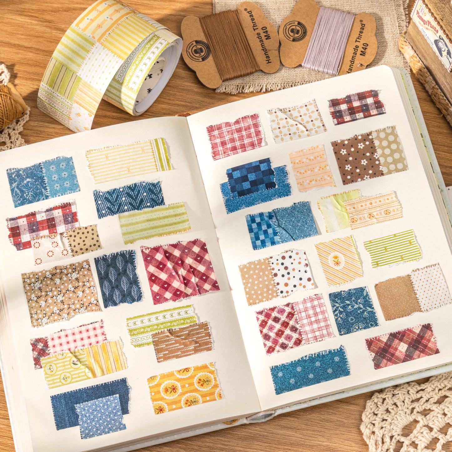 [2603-079] Kraft Patchwork Washi Tape 4 Styles
