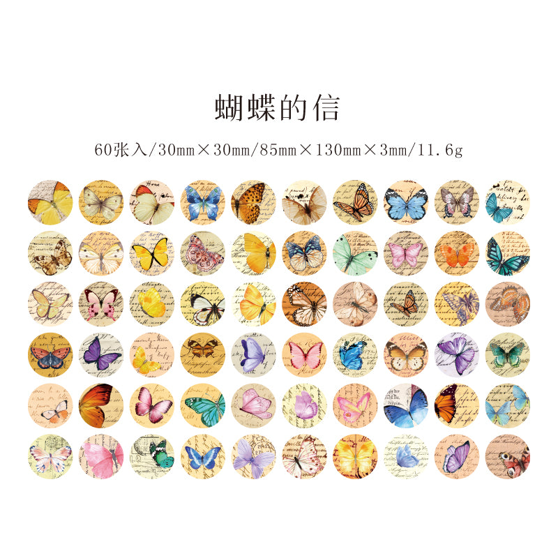 [2602-007] Butterfly Collage Journal Stickers 6 Styles