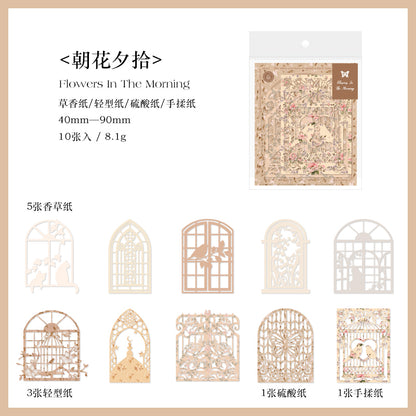 [2603-094] Romantic Lace Frame Journal Collage Stickers 6 Styles