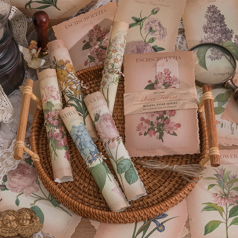 [2601-149] Vintage Botanical Collage Paper – “Memoir Garden” Journal Background Sheets (6 Designs)