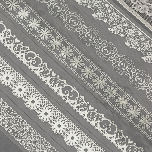 [2601-175] Silver Lace Isle – Foil-Embossed PET Border Tape Set (6 Designs)