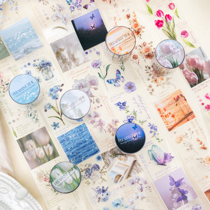 [2601-234] Leisure Time Series Botanical PET Washi Tape Journal Decoration 6 Styles