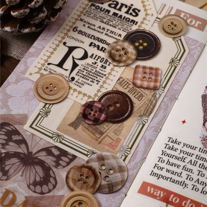 [2602-015] Vintage Button Card Stickers Pack 6 Styles