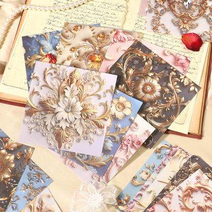 [2601-231] Elegant Baroque Series PET Journal Background Stickers Vintage Decoration 4 Styles